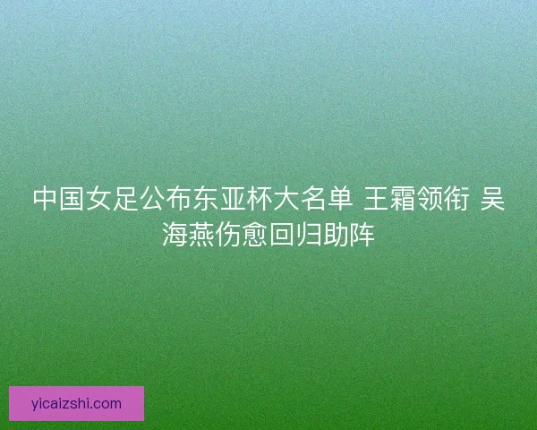 中国女足公布东亚杯大名单 王霜领衔 吴海燕伤愈回归助阵