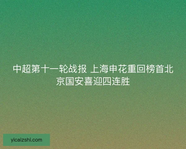 中超第十一轮战报 上海申花重回榜首北京国安喜迎四连胜