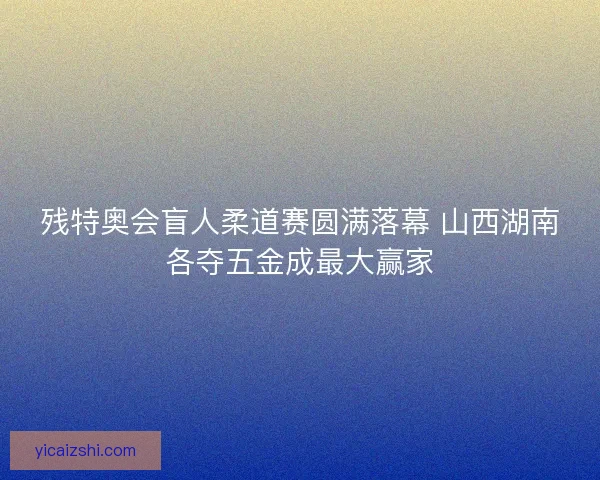 残特奥会盲人柔道赛圆满落幕 山西湖南各夺五金成最大赢家